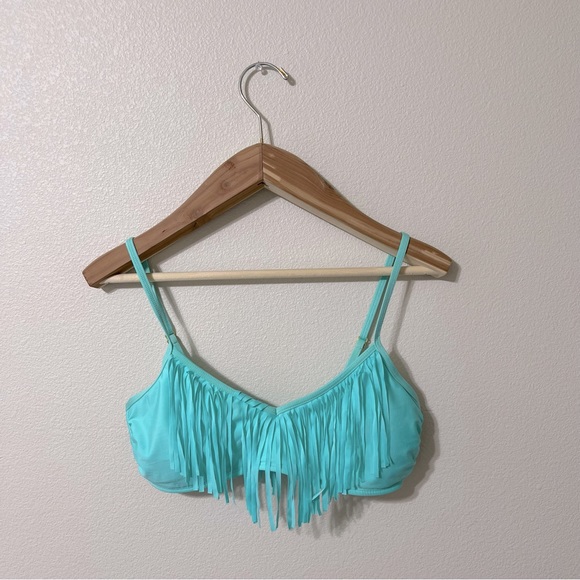 Gianni Bini Estilo Fringe Turquoise String Bikini Top L - Picture 4 of 9